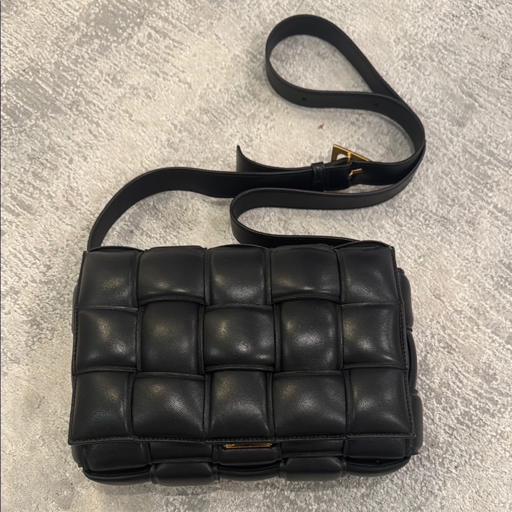 Bottega Veneta Black Quilted Leather Crossbody Bag